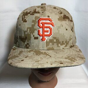 San Francisco Giants New Era 59FIFTY Hat Camo Fitted Camouflage Cap Size 7 1/4